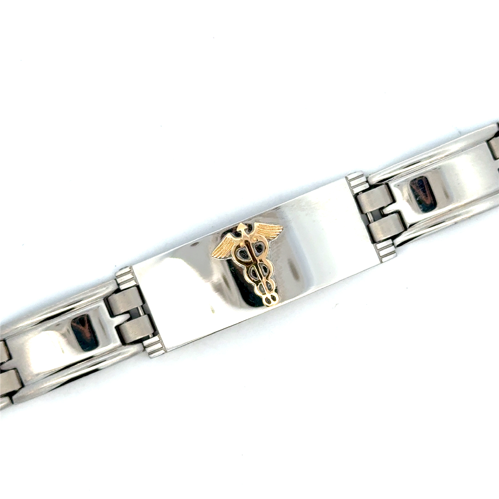 Watch Strap médical, acier 2 tons (blanc/jaune)