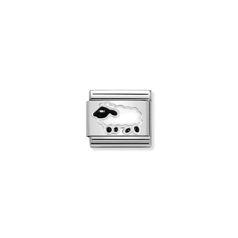 Classic link sheep, stainless steel, sterling silver, enamel - 33020420 - NOMINATION
