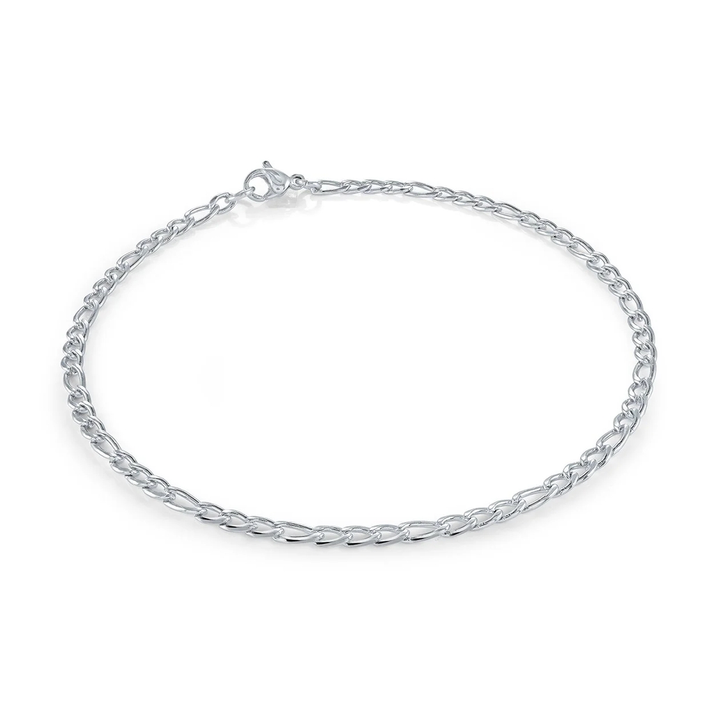 Chaîne de cheville figaro, acier inoxydable