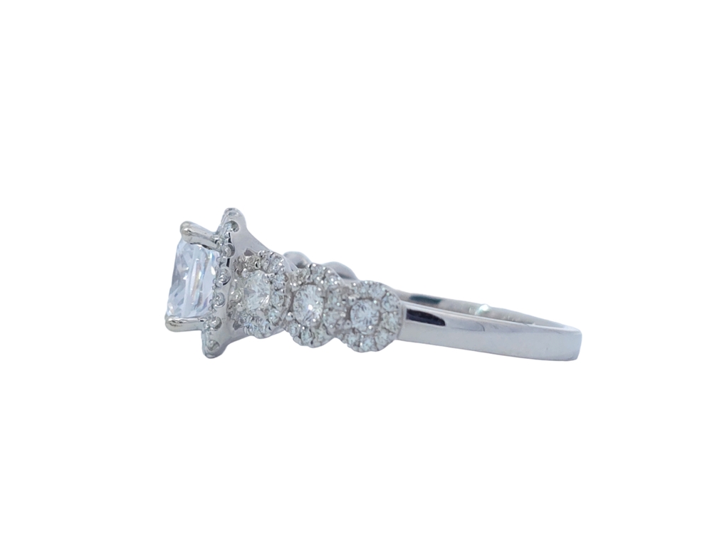 14k white gold ring with diamonds and central zircon – Zeghani - ZR494 - Zeghani