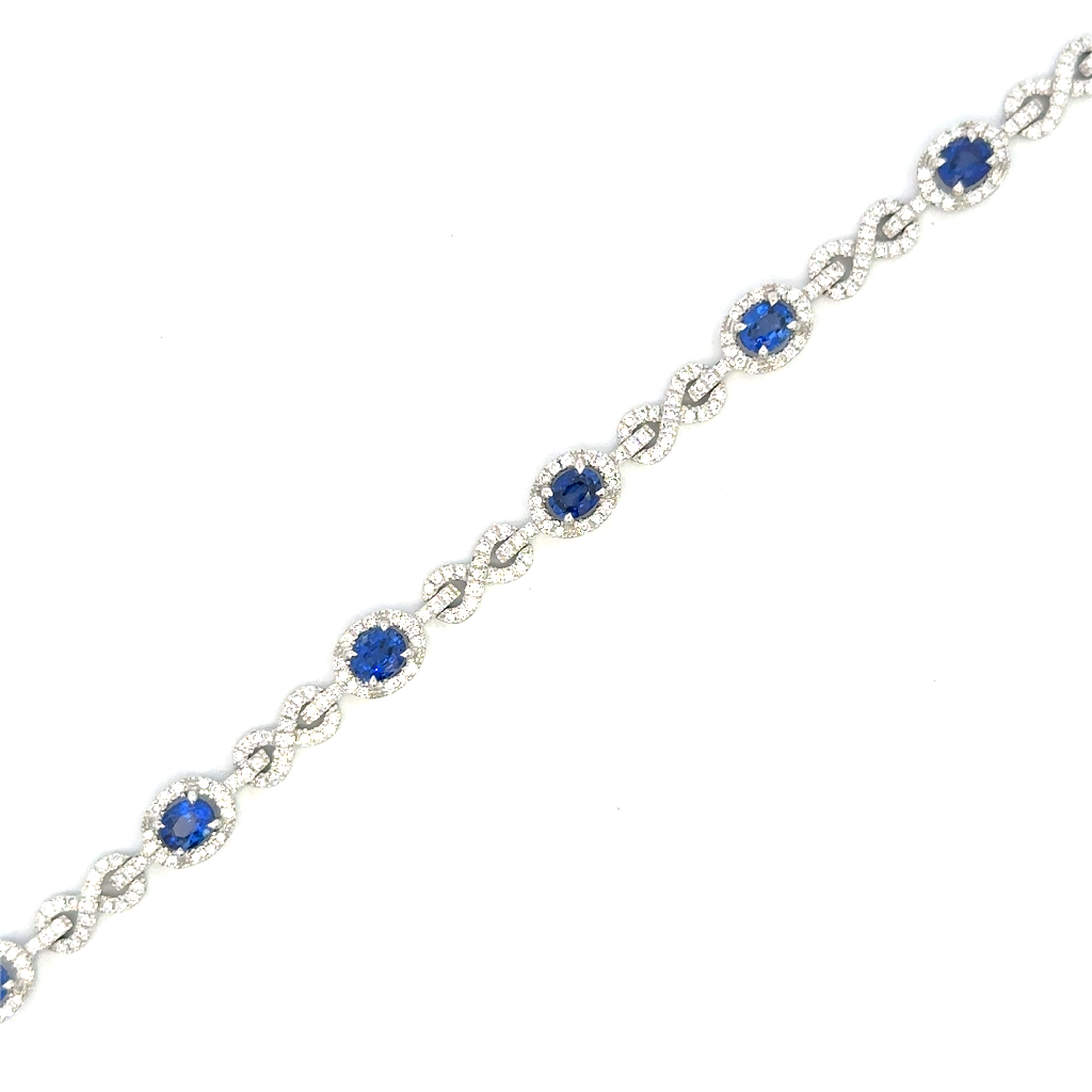 18K White Gold Bracelet with 3.32ct Sapphires and 1.36ct VS Diamonds
