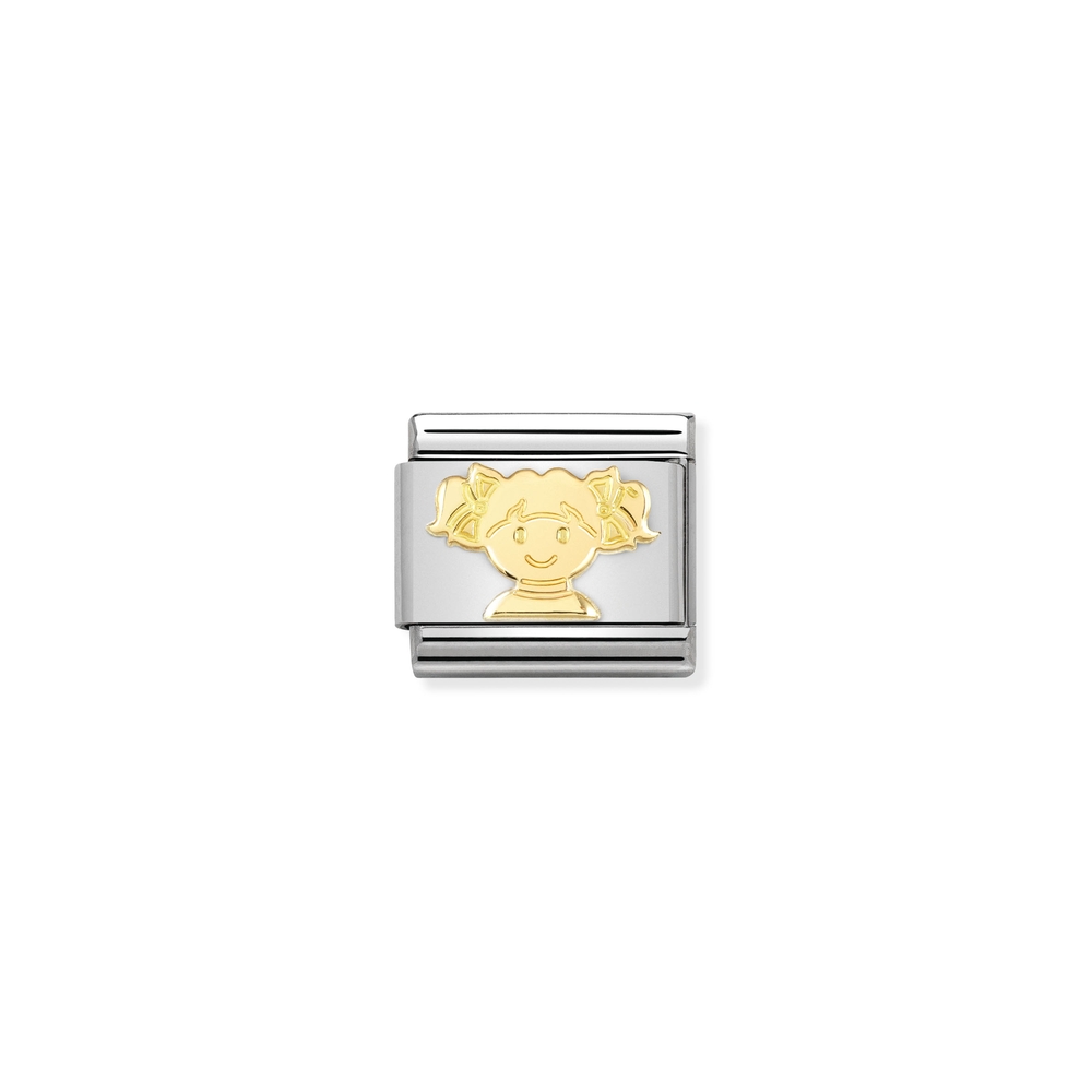 Maille classique petite fille, acier inoxydable, finition en or jaune 18 carats