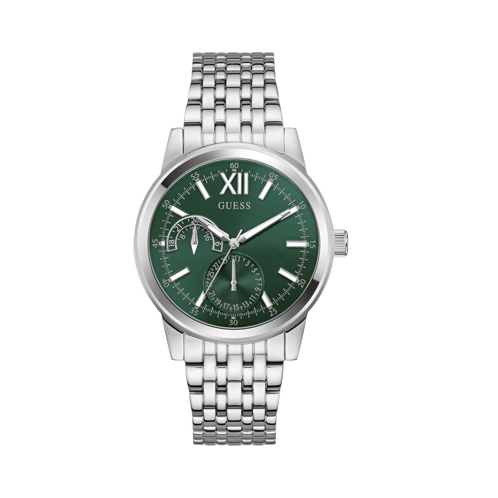 Montre acier inoxydable, fond vert