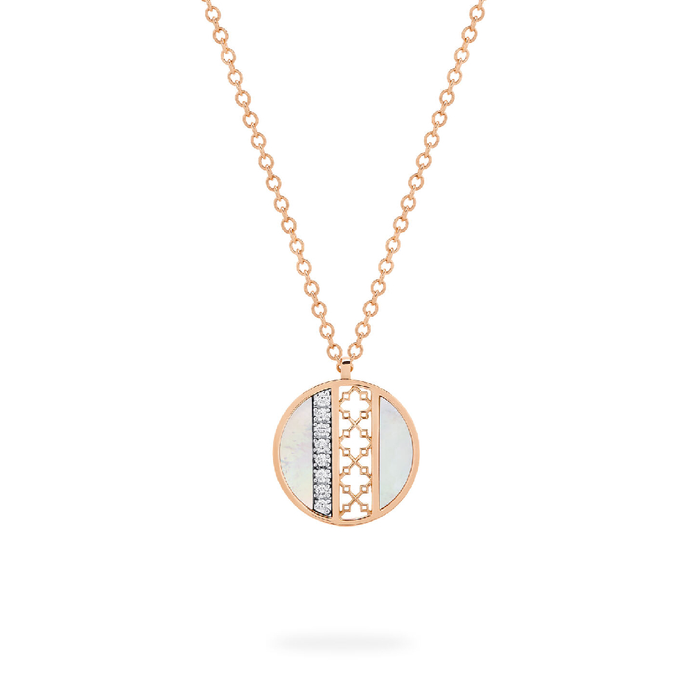 Birks Dare to Dream medallion pendant, 18K rose gold, 0.14 ct diamonds, Mother-of-Pearl - 450016921194 - Birks