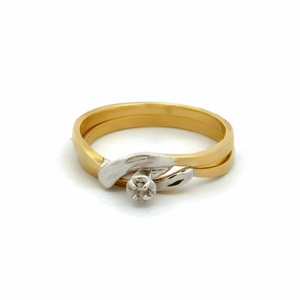 Two-tone 10K gold ring with 5-point diamond - LPR-2644 - Exclusivity