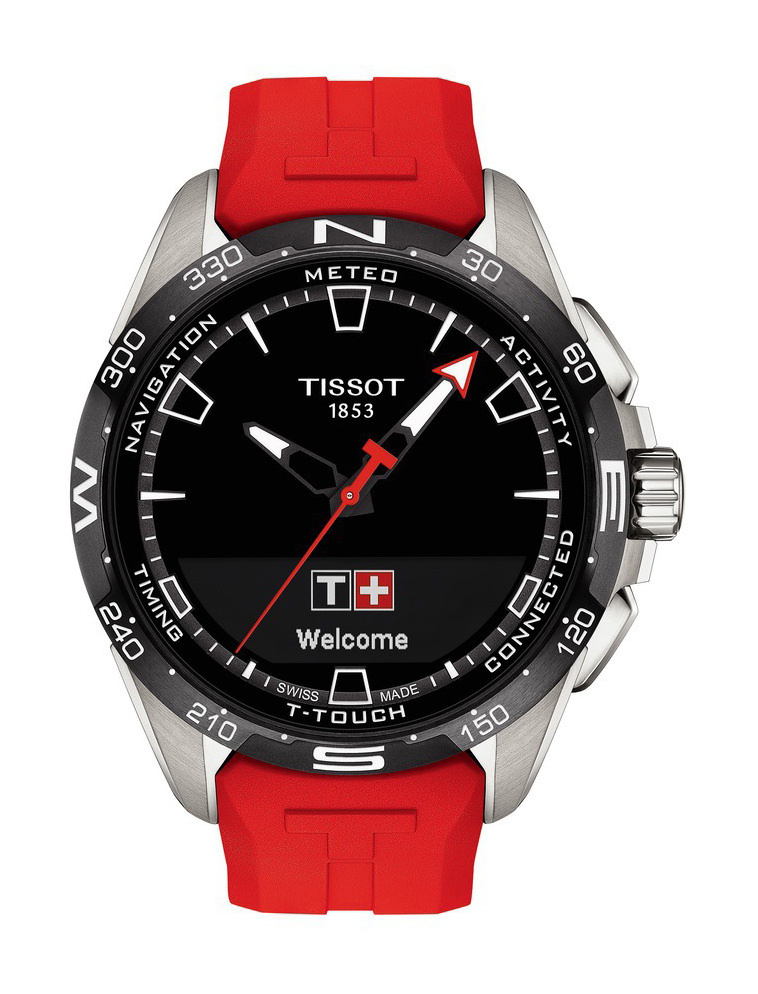 Montre intelligente t-touch connect solaire silicone rouge 