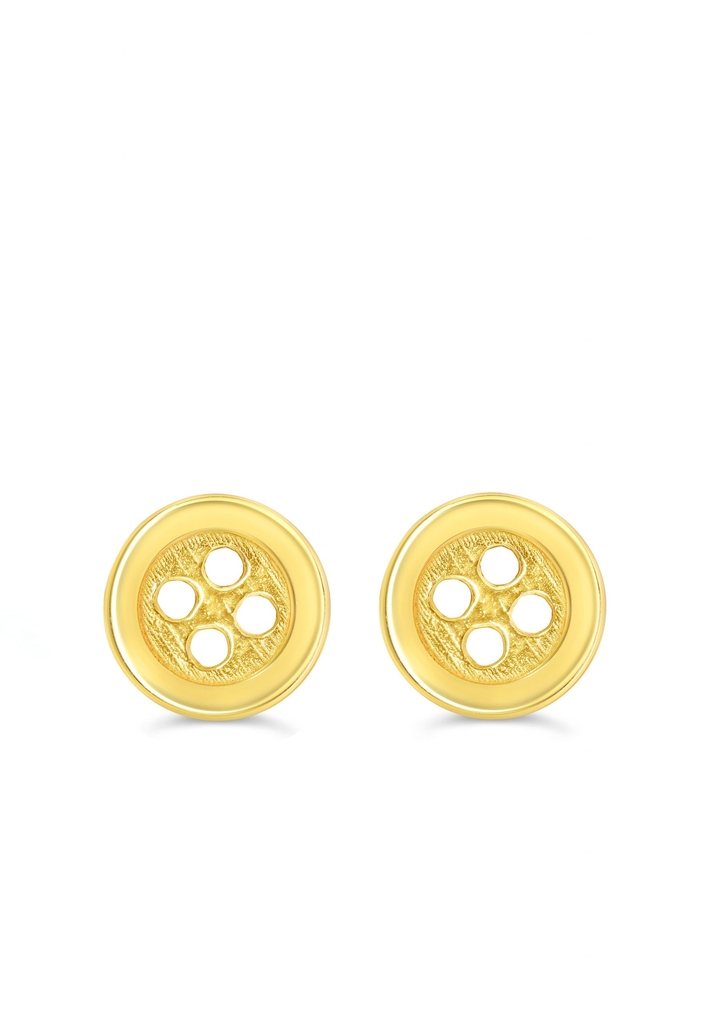 Boucles d'oreilles fixes boutons, or jaune 14 carats