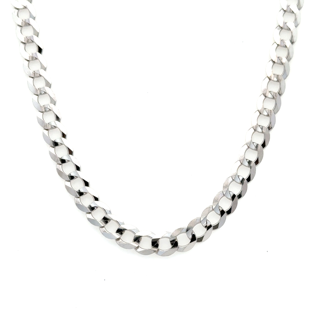Chaîne gourmette, or blanc 10 carats