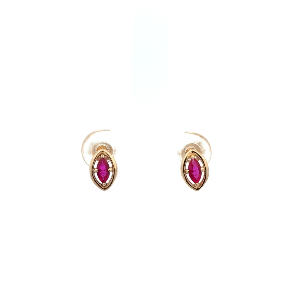 Boucles d'oreilles fixes or jaune 10 carats, rubis