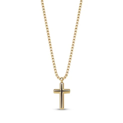 Pendentif croix, acier inoxydable doré, zircon noir