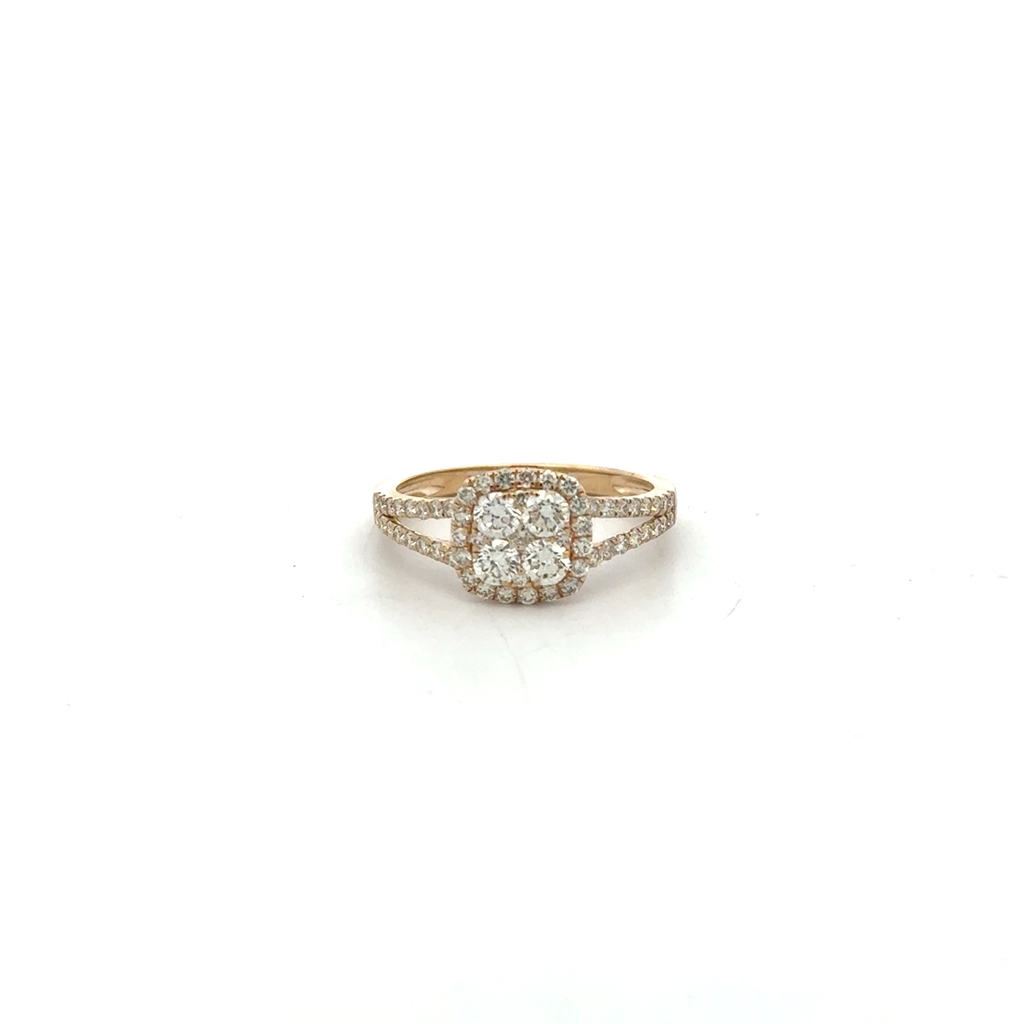 Bague or jaune 10 carats, 100 points de diamant total