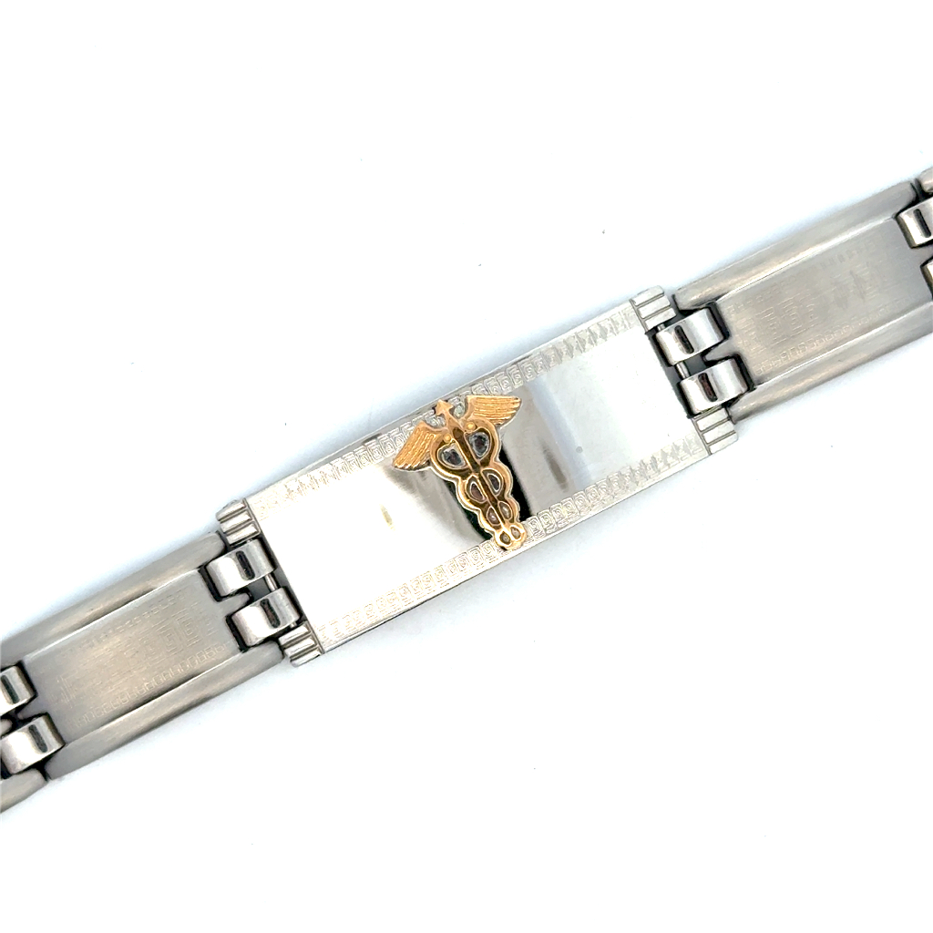 Watch Strap médical, acier 2 tons (blanc/jaune)