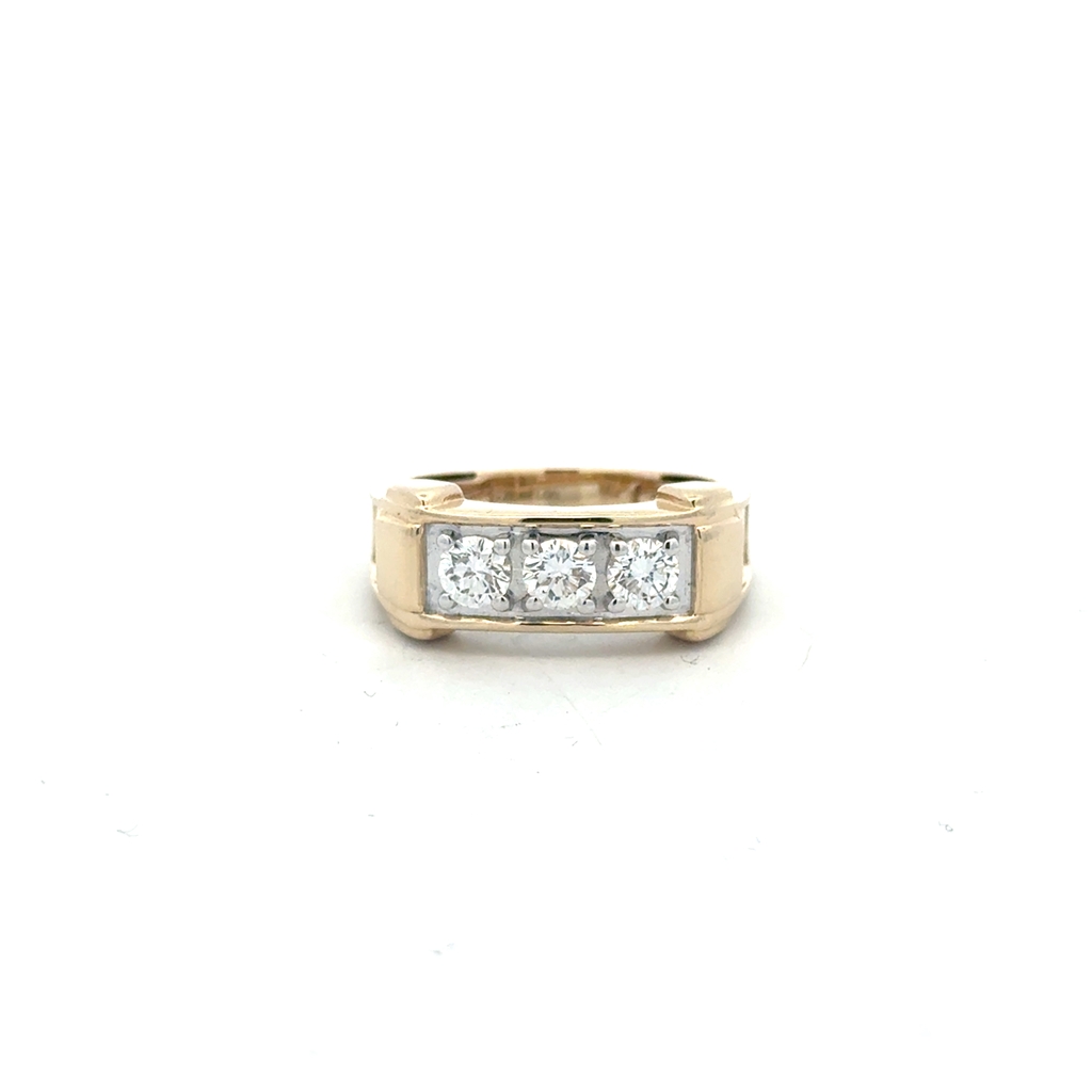 Yellow gold 14k ring with 90 total points of lab grown diamonds