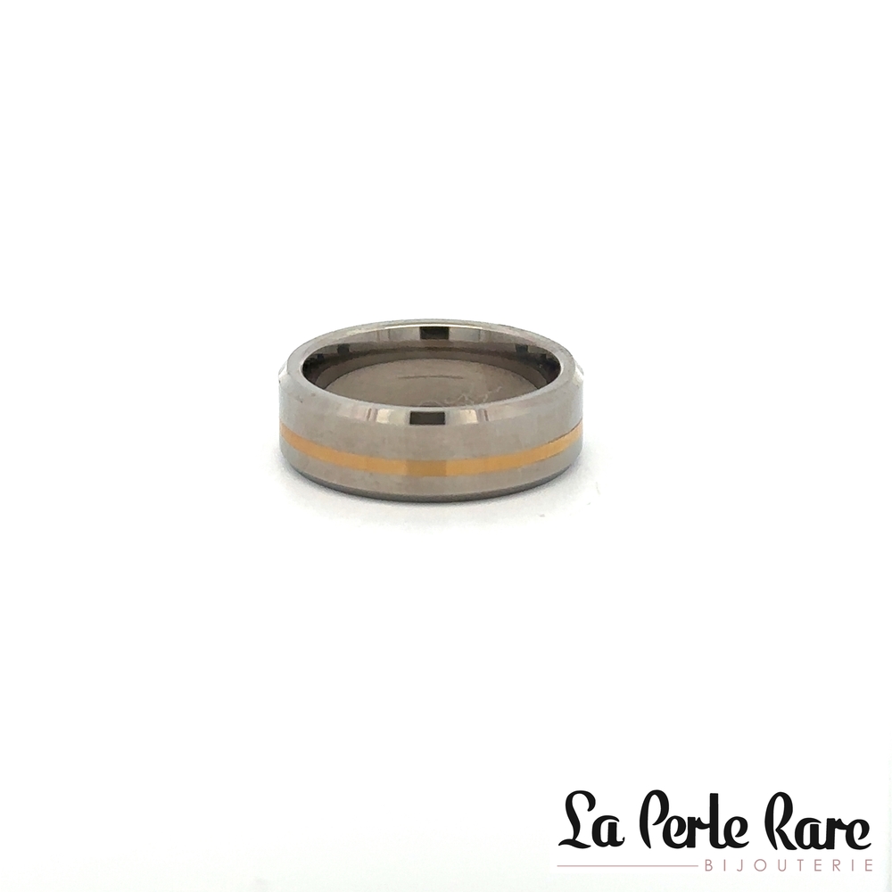 Bague titane 2 tons (blanc et jaune) - 167-011401-57 - Steelx