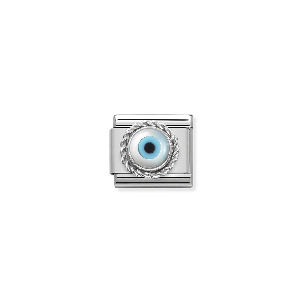 Classic link Greek eye, stainless steel, sterling silver, colored enamel - 33050618 - NOMINATION