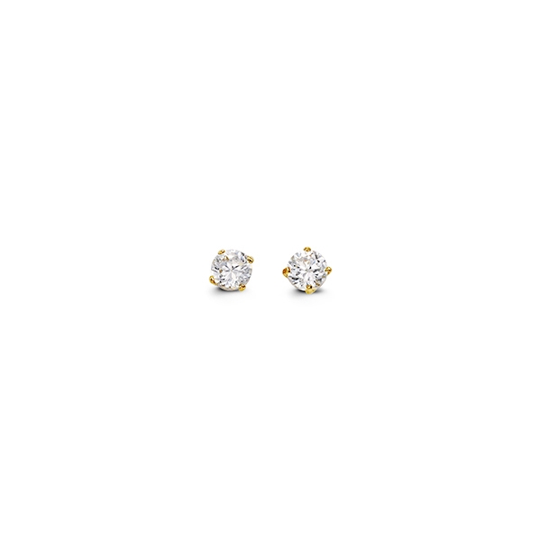 Boucles d'oreilles fixes or jaune 14 carats, zircons incolores