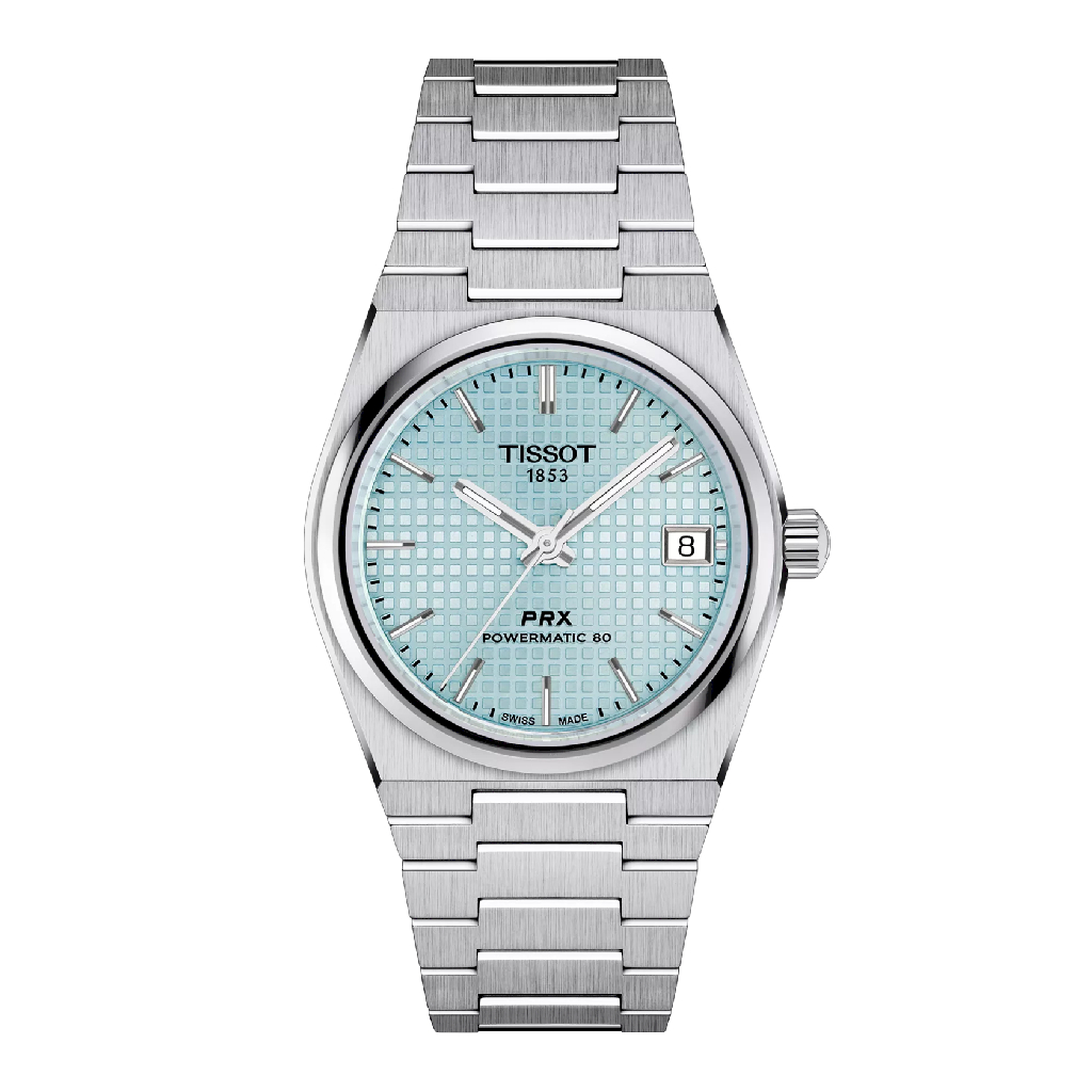 Montre PRX automatique, acier inoxydable, fond bleu