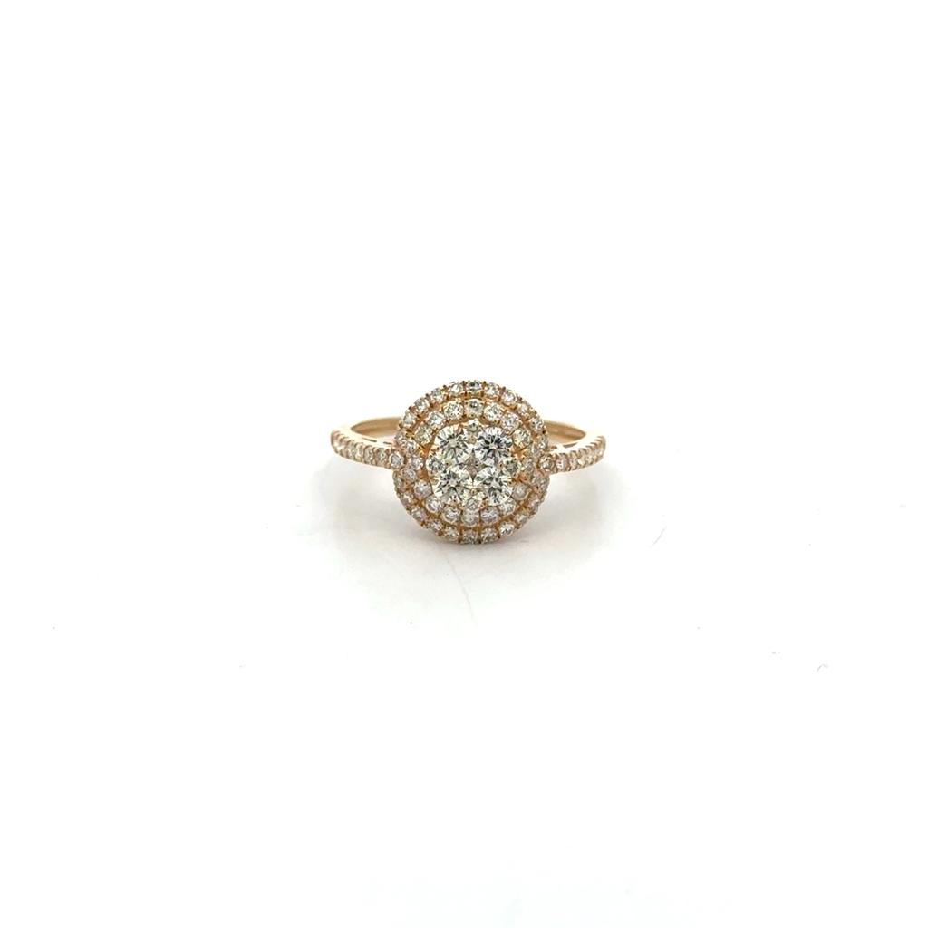 Bague or jaune 10 carats, 100 points de diamant total