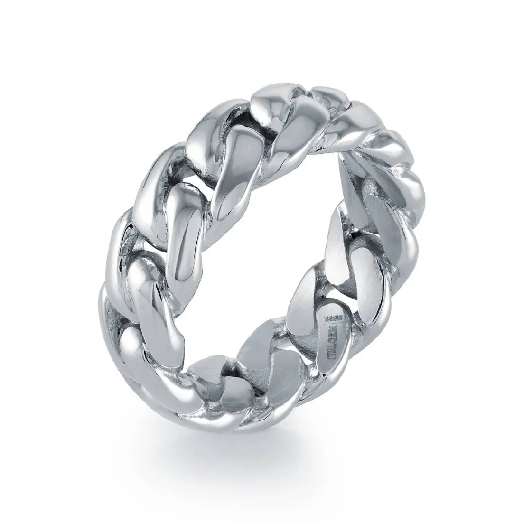 Bague gourmette en acier inoxydable