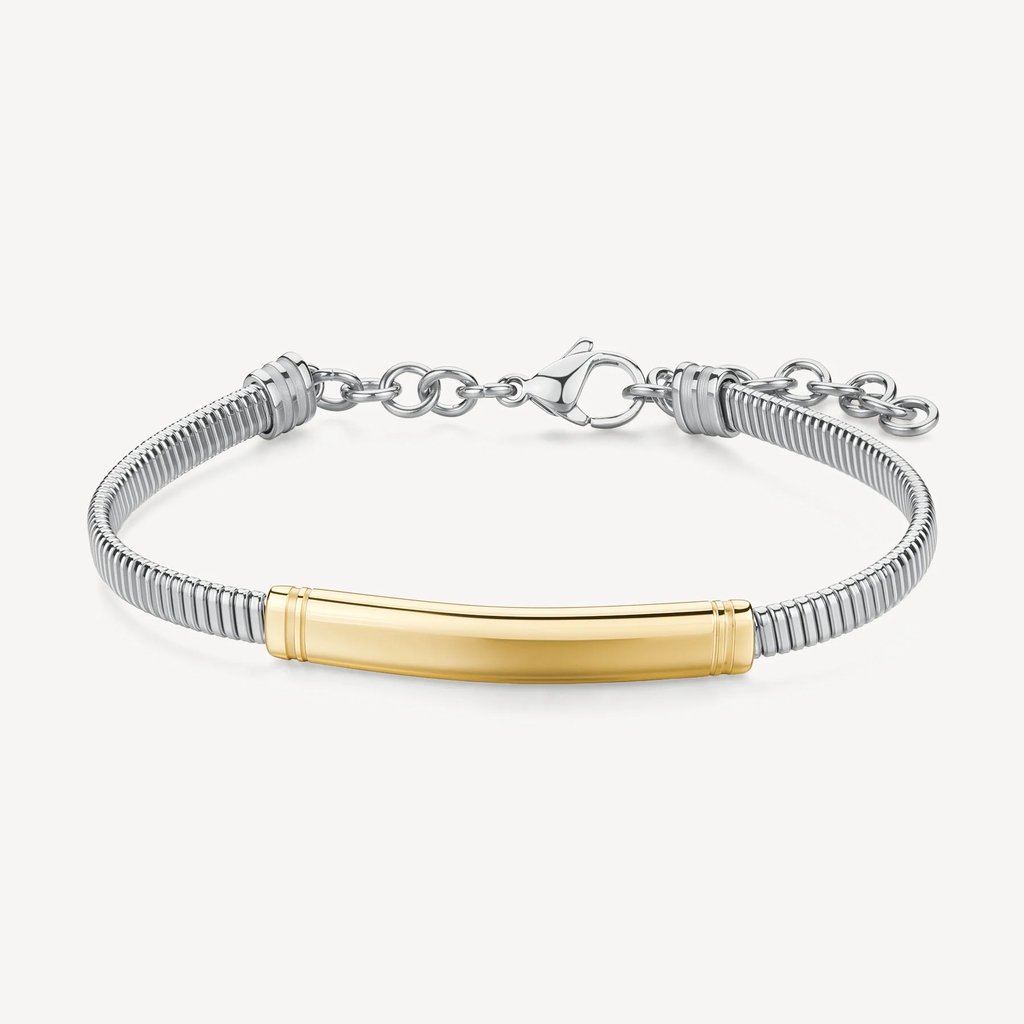 Bracelet d'identité Riptide, acier inoxydable 2 tons (blanc et jaune)