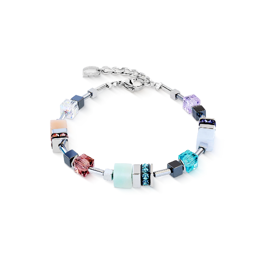 Bracelet acier inoxydable, verre, cristaux
