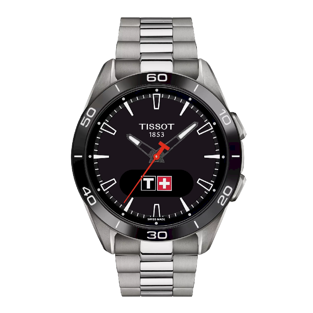 Montre T-Touch Connect Sport, acier inoxydable, fond noir