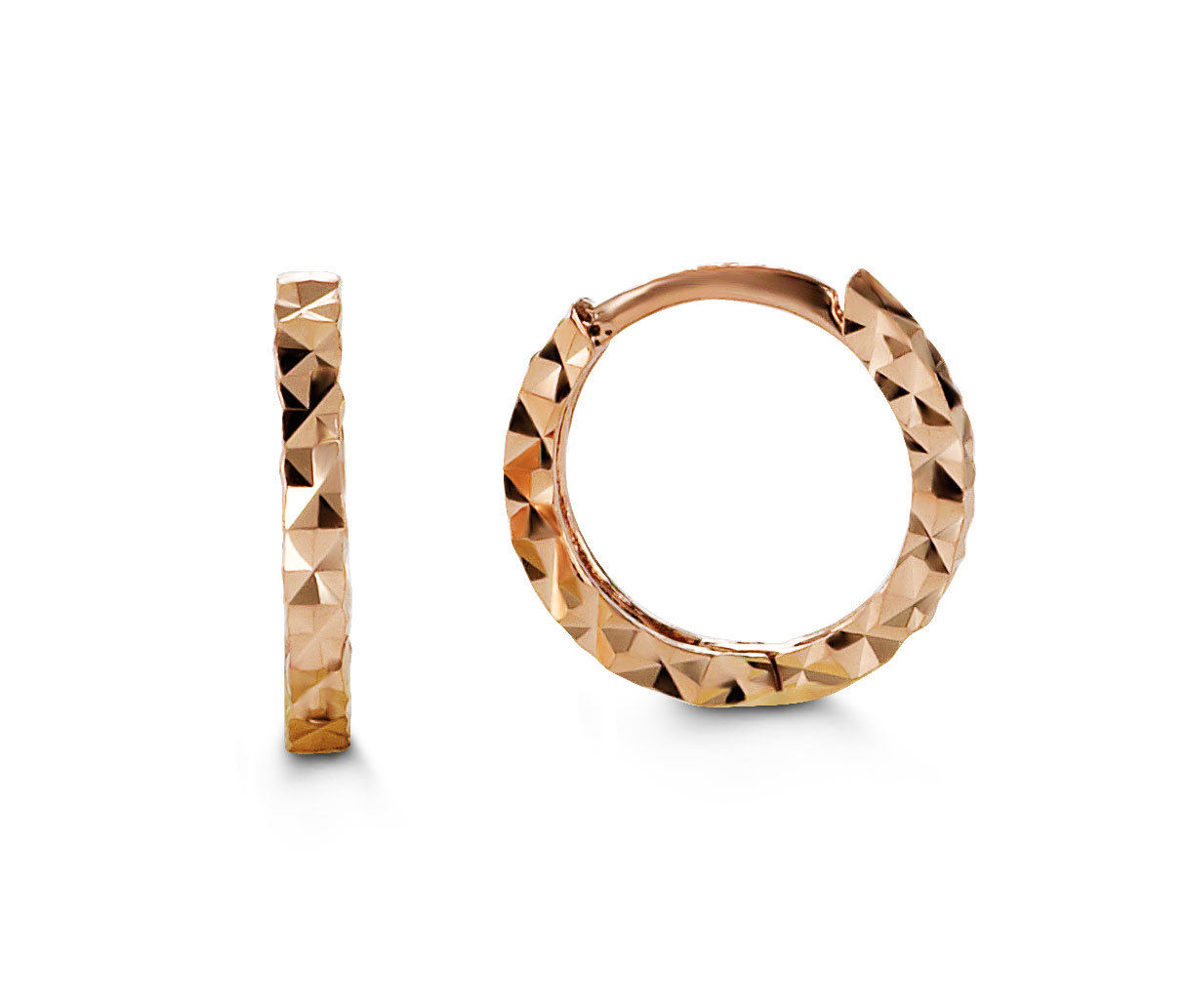 Anneaux de type huggies texturés, or rose 10 carats