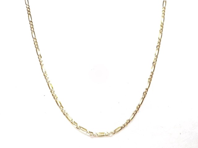 Chaîne figaro, or 2 tons (jaune et blanc) 10 carats