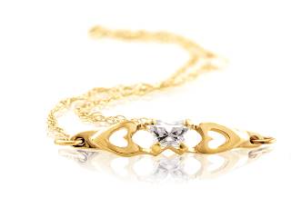 Yellow gold april butterfly bracelet with cz - BB-AP-10 - B Fly