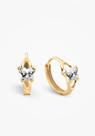 Huggies, 10K yellow gold, clear butterfly zirconia - BH-AP-10 - B Fly