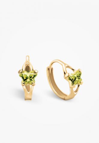 Huggies, 10K yellow gold, light green zirconia - BH-AU-10 - B Fly