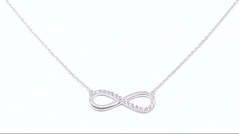 Infinity necklace white gold, zirconias - PDG-186-B - Exclusivity