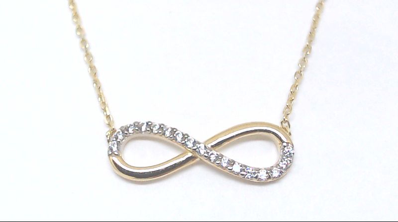 Yellow gold infinity necklace, zirconias - PDG-186-J - Exclusivity