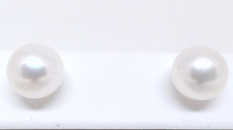 Fixed yellow gold earrings, 8.5-9 mm pearls - PR14-F859 - Pretty Pearl