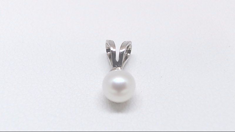 14k White Gold Cultured Pearl Pendant – 4.5 to 5 mm - PR14W-P455 - Pretty Pearl