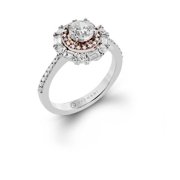 Bague or blanc 14k diamants et zircon cubique - ZR1376 - Zeghani